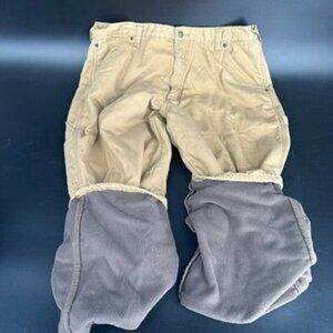 Vintage Wrangler Carpenter Pants 36x34 Fleece Lined Camel Tan Canvas Baggy 90s